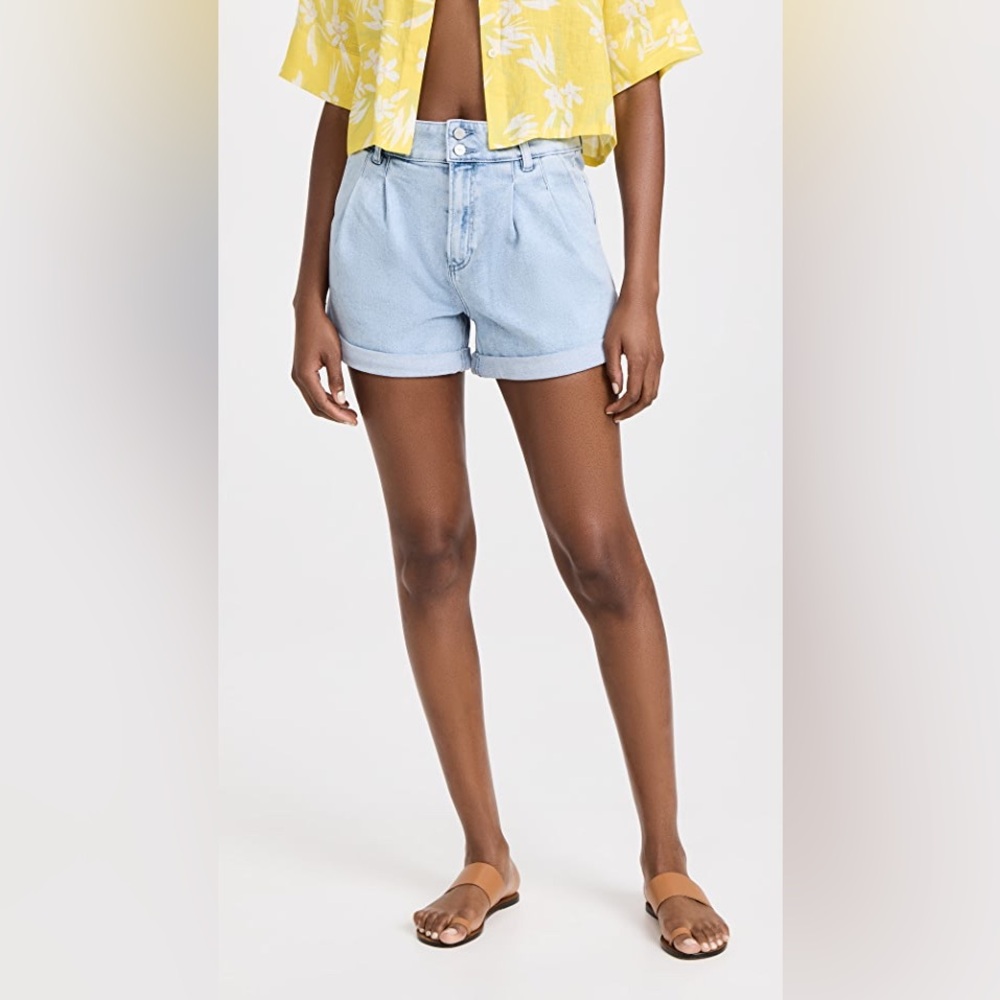 Paige Beth High Rise Cuffed Denim Shorts in Sherry NEW